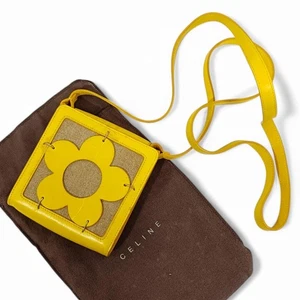 CELINE CELINE Mini Shoulder Bag Pouch Flower Leather Yellow - Picture 1 of 10