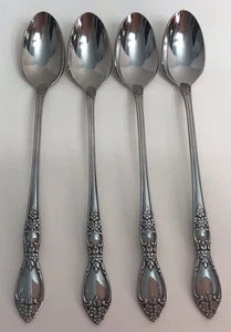 Oneida Huntington Stainless Set Of 4 Iced Tea Spoons Wm. Rogers Deluxe B - Picture 1 of 7