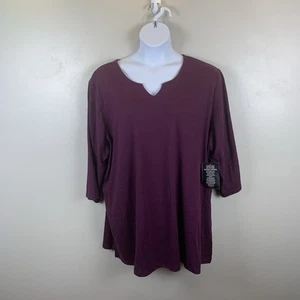 Romans Tunic Top Women's Plus Size 3x 30/32 Maroon Aubergine Purple Knit Top - Picture 1 of 15