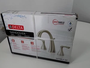 Delta Sandover Two Handle Widespread SpotShield Brushed Nickel Lavatory Faucet - Picture 1 of 10