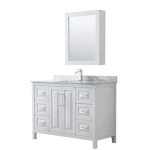 Wyndham Collection WCV252548SUNSMED Daria 48" - White / White Carrara Marble Top - Picture 1 of 12