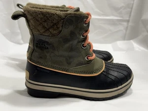 Sorel Kinder schwarz/grün Wolle/Kunstfell Schnürung wasserdicht Winterstiefel 2M Kinder US - Bild 1 von 11