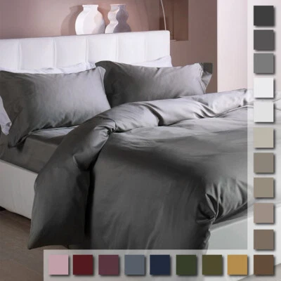 Completo copripiumino in Raso di Caleffi Matrimoniale Tinta unita U789 - Immagine 1 di 4