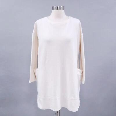 Suéter túnica Eileen Fisher sudadera para mujer S pequeña marfil blanco bolsillos acanalados Foto 1 de 4