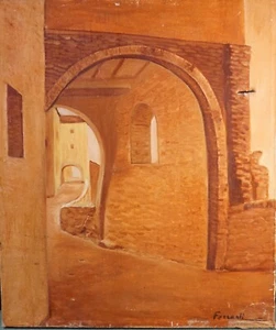 AURELIA FERRANTI- TODI VIA DELLA VALLE INFERIORE-  OLIO SU TELA - Picture 1 of 6