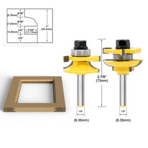 2 Bit Rund über Schiene und Stil Router Bit Set - 1/4 Zoll Schaft - 12238q - Bild 1 von 3
