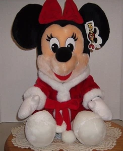 Vtg. Minnie Mouse Plush In Mrs. Santa Suit Sitting  17" Sri Lanka Granny Estate - Picture 1 of 10
