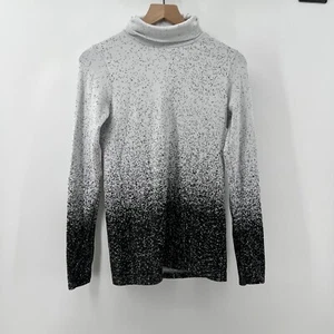 Athleta Mujer M Flurry Blizzard Gradiente Cuello Alto Manga Larga Negro Blanco - Imagen 1 de 4