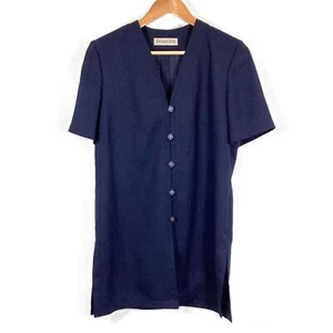 Jacques Vert Navy V-Neck Button Up Top UK 10 - Picture 1 of 4