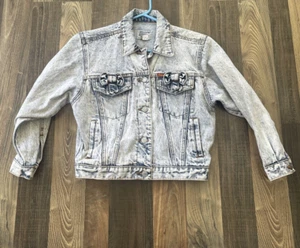 Jordache Vintage 80's Denim Jacket Juniors Girls Size M Blue Acid Wash - Picture 1 of 8
