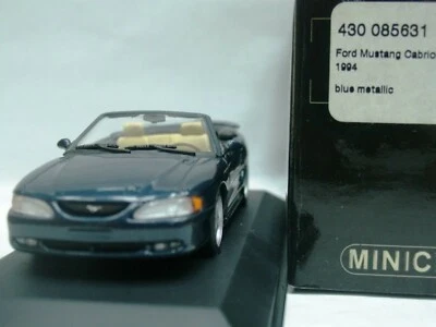 WOW EXTREMADAMENTE RARO Ford Mustang GT V8 Convertible 1994 Azul 1:43 Minichamps-2005 Foto 1 de 3