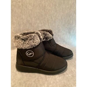 Botas de nieve de invierno negras UK 39 impermeables de piel sintética para mujer EE. UU. 8 nuevas - Imagen 1 de 9