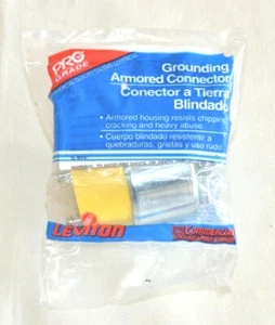 Leviton Grounding Armored Connector  2 Pole 3 Wire 15A 125V Set of 2 Pack - Picture 1 of 4