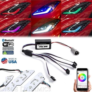 14-18 Chevy Corvette RGBW LED Multi-Color Headlight Accent DRL w/ Bluetooth Set - Picture 1 of 12