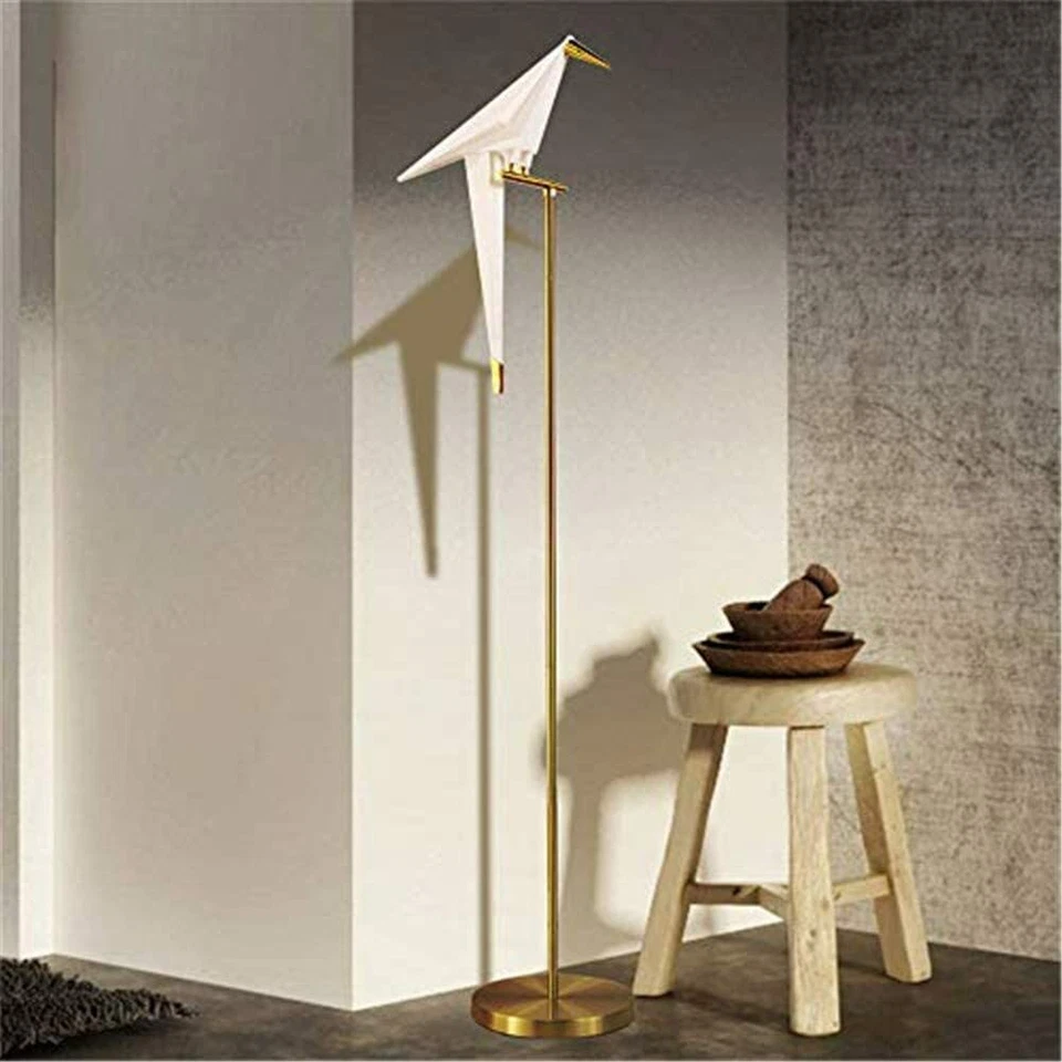 71-Inch Modern LED Floor Lamp Bird Floor Light Origami Crane Gold Metal Fixtures - Image 1 of 4