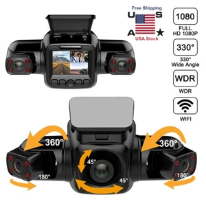 2K WiFi Dash Cam 360° Panoramic 4-Channel Car Driving Recorder Front+Rear Camera - Picture 1 of 12