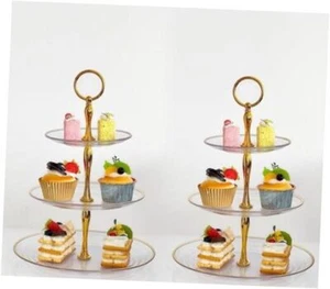 Cupcake Stand, 3-Tier Dessert Plates Mini Cakes Fruit Candy Display Tower Clear - Picture 1 of 8