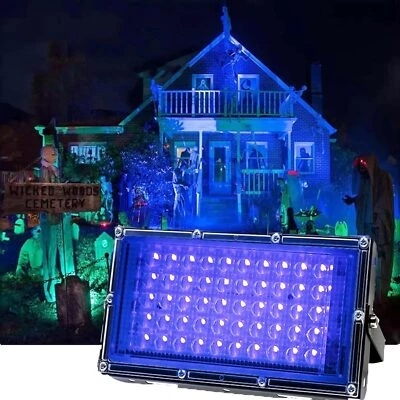 50LED UV Schwarzlicht Strahler Bühnenlicht Halloween Weihnachten Partylicht Deko - Bild 1 von 4
