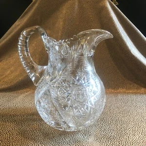 American Brilliant Period (ABP) Edwardian Era Clear Cut Glass Lemonade Pitcher - Picture 1 of 10