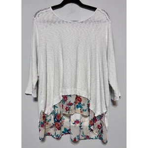 Boho Chic Layered Floral Hem Knit Top Size XL Cottagecore Romantic Lagenlook - Picture 1 of 6