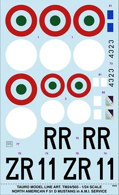 TAURO MODEL TM24/503 N.A. F-51D MUSTANG ITALIAN VERSION SCALA 1:24 - Immagine 1 di 3