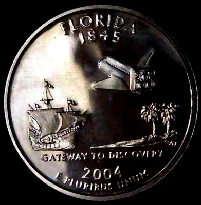 2004-S 25C State Quarter Florida GDC Proof CN CLAD 22rr1014-1 - Image 1 of 2
