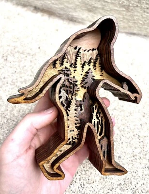 Статуэтка снежного человека 6 дюймов многослойная древесина - Изображение 1 из 4