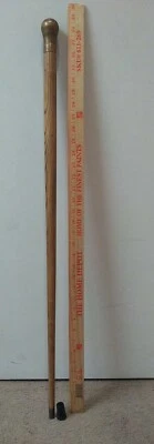 Usado Antiguo Vintage "Timbre" Pesado LATÓN MACIZO Perilla CAÑA Roble Bastón Foto 1 de 4