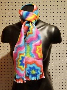 New Handmade Women's / Men's Rainbow Starburst Tie Dye Fleece Winter Scarf - Picture 1 of 4