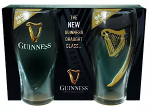 Guinness Harp Logo Pint Glasses pack of 2. Licensed Guinness product - Picture 1 of 2