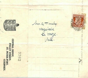 CHANNEL ISLANDS Guernsey Cover *Transport Service* 1943 WW2 Letter Receipt CV65 - Picture 1 of 7