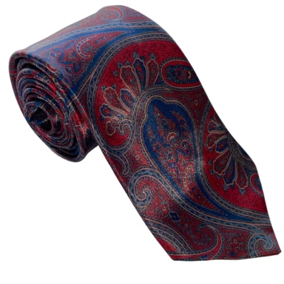 Corbata KETCH para hombre 3,5" x 56" clásica cachemira poliéster preppy roja azul Foto 1 de 4