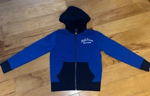 RALPH LAUREN BOYS BLUE ZIP UP HOODED SWEATSHIRT SIZE 8 EXCELLENT COND LD9 - Picture 1 of 4