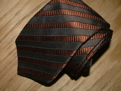 MENS XMI UMBRIA HAND MADE IN USA TIE 100% SILK BROWN BLACK #510 - Image 1 of 4