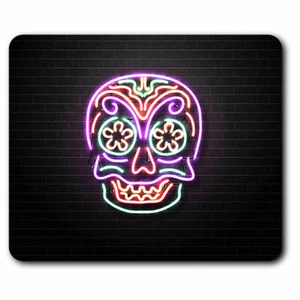 Computer Mouse Mat - Fun Neon Sugar Skull Mexican Office Gift #3943 - Afbeelding 1 van 4