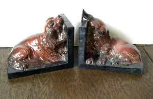 Vintage Dog Bookends King Charles Cavalier Pekingese Spaniel Pekalier Ceramic - Picture 1 of 7