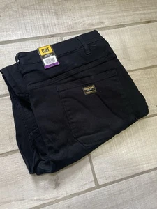 Caterpillar CAT Carpenter Pants Mens 40 x 30 Black Work Tool Pockets Double Knee - Imagen 1 de 6