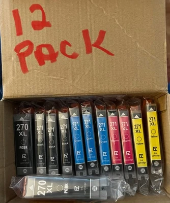 Paquete de 12 carro de tinta EZInk Canon 270XL 271XL. PGBK, negro, cian, magenta, amarillo 28/01/23 Foto 1 de 4