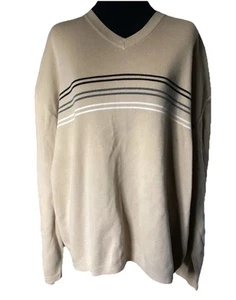 VTG 90s Structure Mens XL Sweater Tan V Neck Striped Long Sleeve Skater Retro - Picture 1 of 13