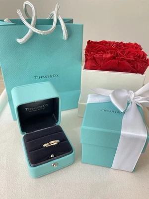 Tiffany True Band Ring in Rose Gold 18K with Diamonds size 6.5 NEW $1,500 - Image 1 of 4