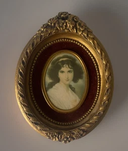 Vintage Cameo Creations HUBAK LADY viktorianische Frau im Goldrahmen 6” x 4,5” - Bild 1 von 9