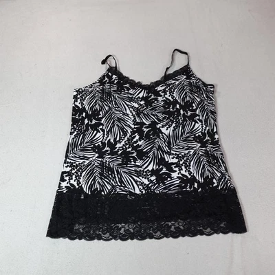 Fair Goth Tank Top Womens 28 Black Floral Lace Trim Lane Bryant Camisole Boho - Image 1 of 4