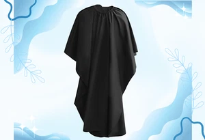 Professionelles wasserdichtes Nylon Friseur Cape, schwarz Salon Heimgebrauch - Bild 1 von 7
