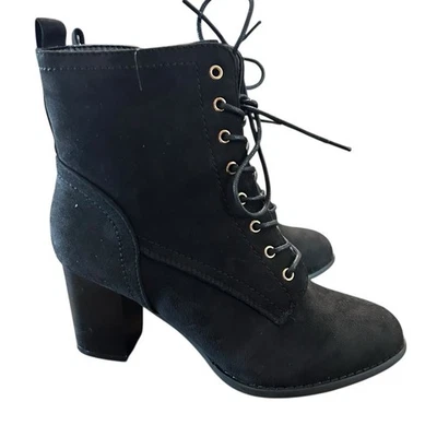 Journey Collection Baylor Lace Up Combat Heeled Bootie Black NEW Size 11 - Image 1 of 4