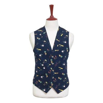 Chaleco Para Hombres 44R Azul Pana Novedad Estampado Gráfico Chaleco Informal Formal Preppy Foto 1 de 4