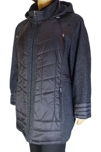 CATHERINES ~ ¡COMO NUEVO!!~ABRIGO CON CAPUCHA MUJER 5X NEGRO TEJIDO NYLON Y CARBÓN MEZCLA ALGODÓN - Imagen 1 de 12