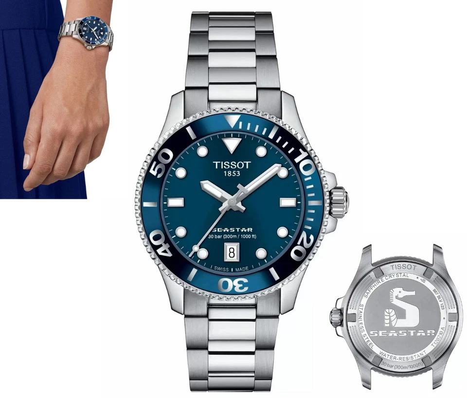 Tissot Seastar 1000 36mm T120.210.11.041.00 Orologio Quarzo Donna /  Unisex - Immagine 1 di 1