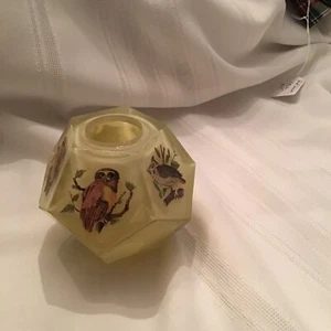 Westmoreland Satin glass fairy lamp, owls design With Votive Off White - Picture 1 of 12