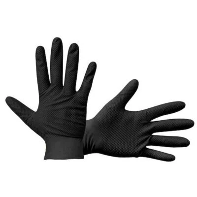 CHEMSPLASH Black Nitrile Disposable Gloves Strong Heavy Duty Powder Free 9.8mil