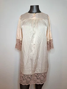 Vintage 60er Jahre HENSON KICKERNICK Medium Nachthemd elfenbein Spitze Knopfpasse - Bild 1 von 8